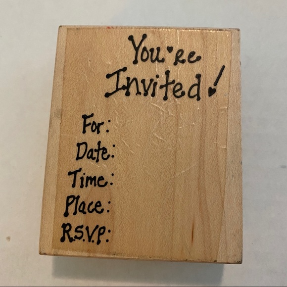 “Party Time“ Bundle of 3 Rubber Stamps 3” x 3” Alene’s Fun Stamps Wood Mounted - Picture 2 of 6